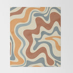 Retro Liquid Swirl Abstract Pattern in Slate Blue Orange Rust Throw Blanket Gallery Image 2