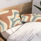 Retro Liquid Swirl Abstract Pattern in Slate Blue Orange Rust Pillow Sham Gallery Image 2