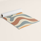 Retro Liquid Swirl Abstract Pattern in Slate Blue Orange Rust Yoga Mat Gallery Image 2