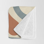 Retro Liquid Swirl Abstract Pattern in Slate Blue Orange Rust Throw Blanket Gallery Image 3
