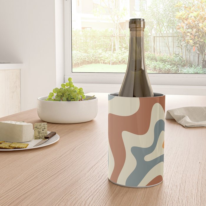 Retro Liquid Swirl Abstract Pattern in Slate Blue Orange Rust Wine Chiller Gallery Image 4