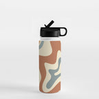 Retro Liquid Swirl Abstract Pattern in Slate Blue Orange Rust Water Bottle Gallery Image 1