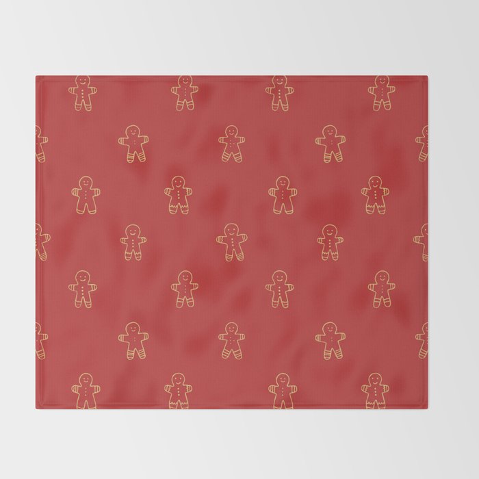 Red gingerbread christmas cookie pattern Throw Blanket Gallery Image 2