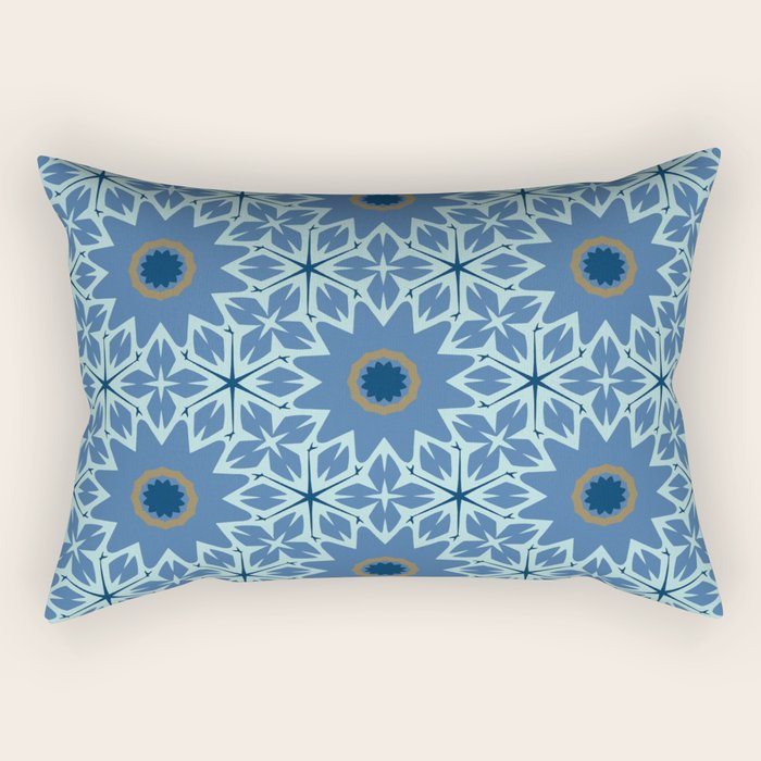 Midnight Blue Starburst Mosaic Rectangular Pillow Gallery Image 2