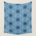 Midnight Blue Starburst Mosaic Wall Tapestry Gallery Image 4