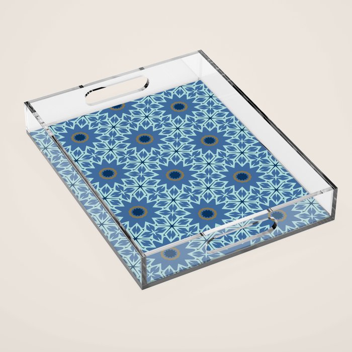 Midnight Blue Starburst Mosaic Acrylic Tray Gallery Image 1
