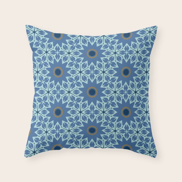 Midnight Blue Starburst Mosaic Throw Pillow Gallery Image 6