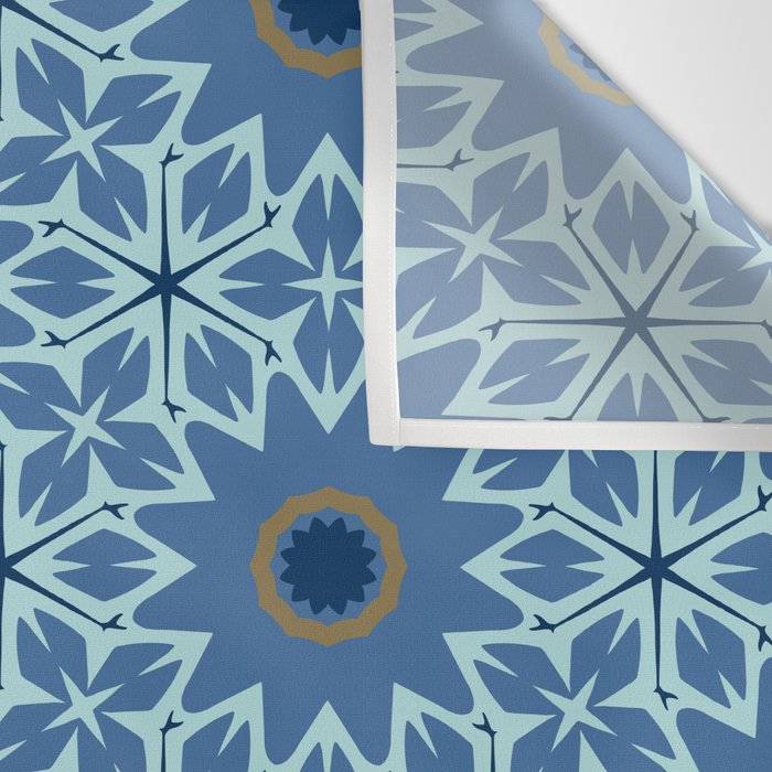 Midnight Blue Starburst Mosaic Wall Tapestry Gallery Image 3