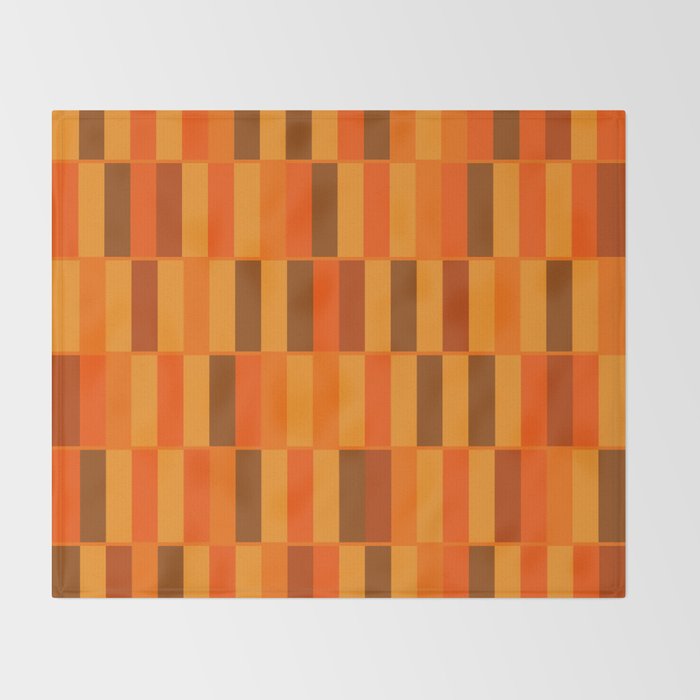 Long Blocks Retro Modern Minimalist Geometric Checked Pattern in 70s Orange and Brown Throw Blanket Gallery Image 2