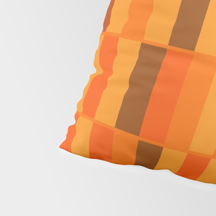 Long Blocks Retro Modern Minimalist Geometric Checked Pattern in 70s Orange and Brown Pillow Sham Gallery Image 4