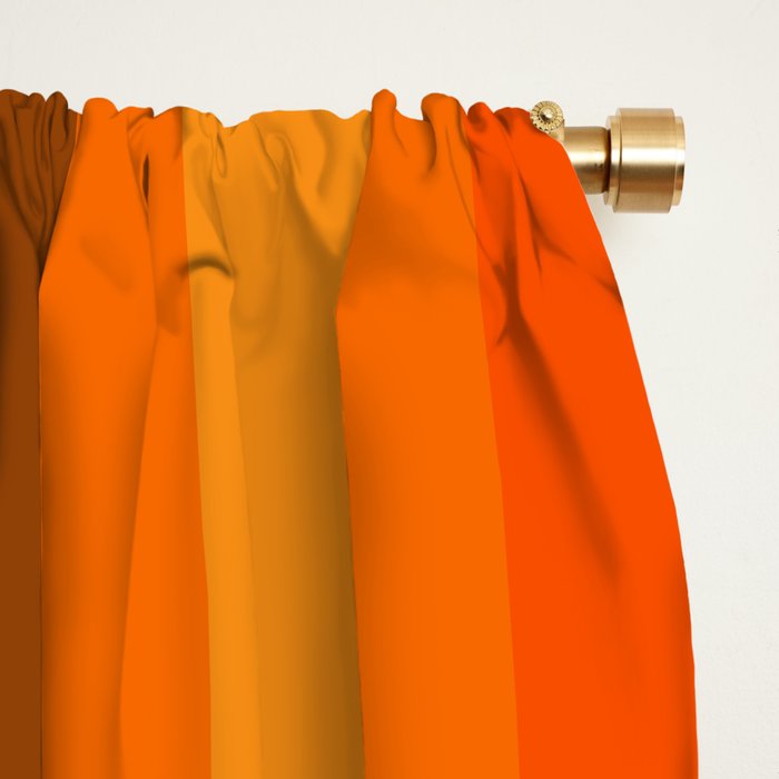 Long Blocks Retro Modern Minimalist Geometric Checked Pattern in 70s Orange and Brown Window Curtain Gallery Image 2