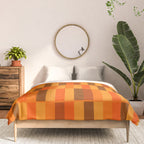 Long Blocks Retro Modern Minimalist Geometric Checked Pattern in 70s Orange and Brown Comforter Gallery Image 3