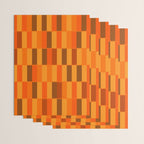 Long Blocks Retro Modern Minimalist Geometric Checked Pattern in 70s Orange and Brown Wrapping Paper Gallery Image 3