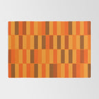 Long Blocks Retro Modern Minimalist Geometric Checked Pattern in 70s Orange and Brown Rug Gallery Image 2