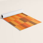 Long Blocks Retro Modern Minimalist Geometric Checked Pattern in 70s Orange and Brown Yoga Mat Gallery Image 2