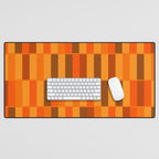 Long Blocks Retro Modern Minimalist Geometric Checked Pattern in 70s Orange and Brown Desk Mat Gallery Image 1