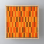 Long Blocks Retro Modern Minimalist Geometric Checked Pattern in 70s Orange and Brown Mini Art Print Gallery Image 1