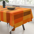 Long Blocks Retro Modern Minimalist Geometric Checked Pattern in 70s Orange and Brown Tablecloth Gallery Image 3