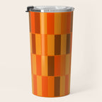 Long Blocks Retro Modern Minimalist Geometric Checked Pattern in 70s Orange and Brown Travel Mug Gallery Image 3
