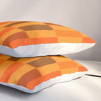 Long Blocks Retro Modern Minimalist Geometric Checked Pattern in 70s Orange and Brown Pillow Sham Gallery Image 3