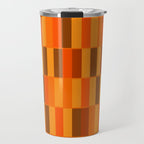Long Blocks Retro Modern Minimalist Geometric Checked Pattern in 70s Orange and Brown Travel Mug Gallery Image 1