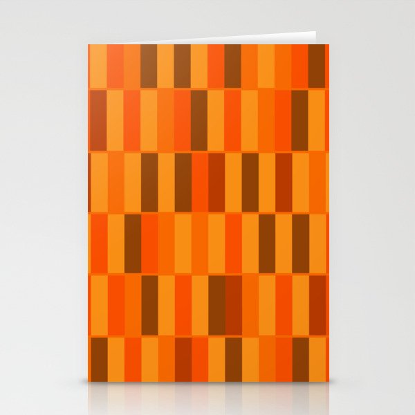 Long Blocks Retro Modern Minimalist Geometric Checked Pattern in 70s Orange and Brown Stationery Card Gallery Image 2