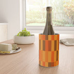 Long Blocks Retro Modern Minimalist Geometric Checked Pattern in 70s Orange and Brown Wine Chiller Gallery Image 4