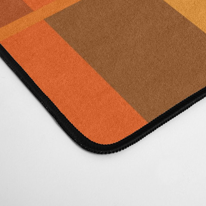 Long Blocks Retro Modern Minimalist Geometric Checked Pattern in 70s Orange and Brown Desk Mat Gallery Image 4