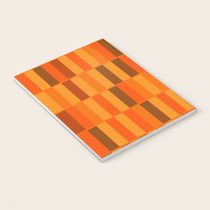 Long Blocks Retro Modern Minimalist Geometric Checked Pattern in 70s Orange and Brown Notebook Gallery Image 3