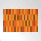 Long Blocks Retro Modern Minimalist Geometric Checked Pattern in 70s Orange and Brown Welcome Mat Gallery Image 1