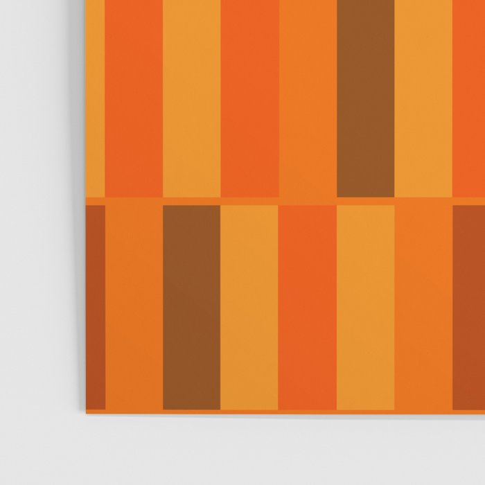 Long Blocks Retro Modern Minimalist Geometric Checked Pattern in 70s Orange and Brown Poster Gallery Image 3