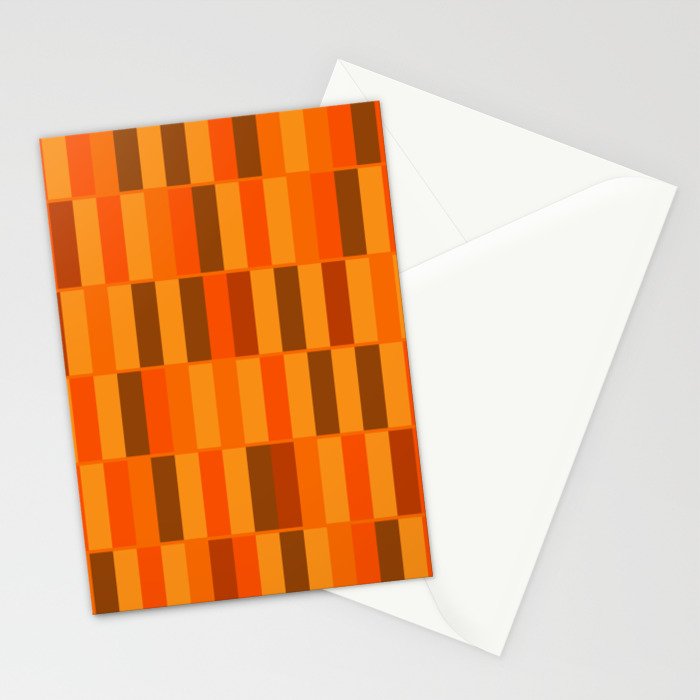 Long Blocks Retro Modern Minimalist Geometric Checked Pattern in 70s Orange and Brown Stationery Card Gallery Image 2