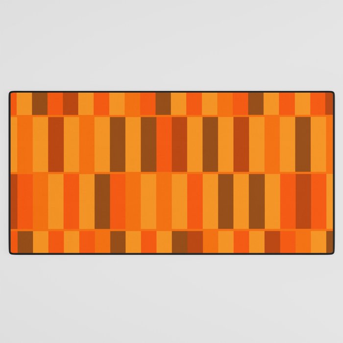 Long Blocks Retro Modern Minimalist Geometric Checked Pattern in 70s Orange and Brown Desk Mat Gallery Image 3