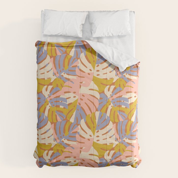 Color Block Monstera Pink + Lavender Comforter Gallery Image 6