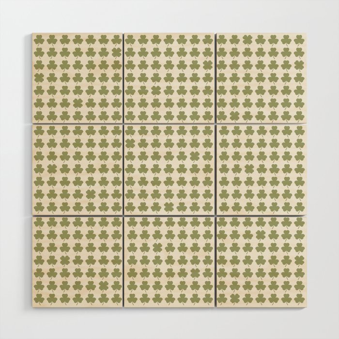 Clovers XXVII Natural Green Botanical Pattern Wood Wall Art Gallery Image 1