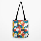 Silly Cats Crowd Pattern Tote Bag Gallery Image 2
