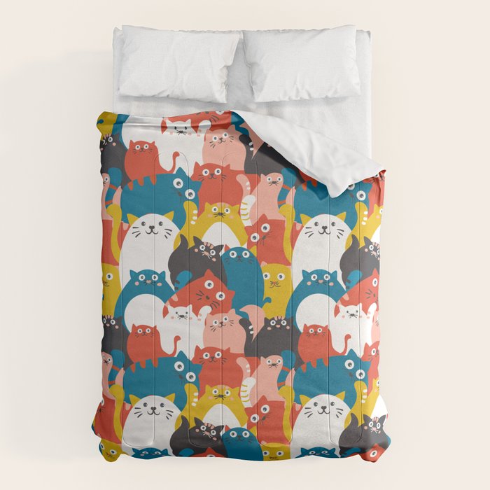 Silly Cats Crowd Pattern Comforter Gallery Image 6
