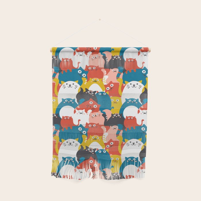Silly Cats Crowd Pattern Wall Hanging Gallery Image 1