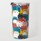 Silly Cats Crowd Pattern Travel Mug Gallery Image 3