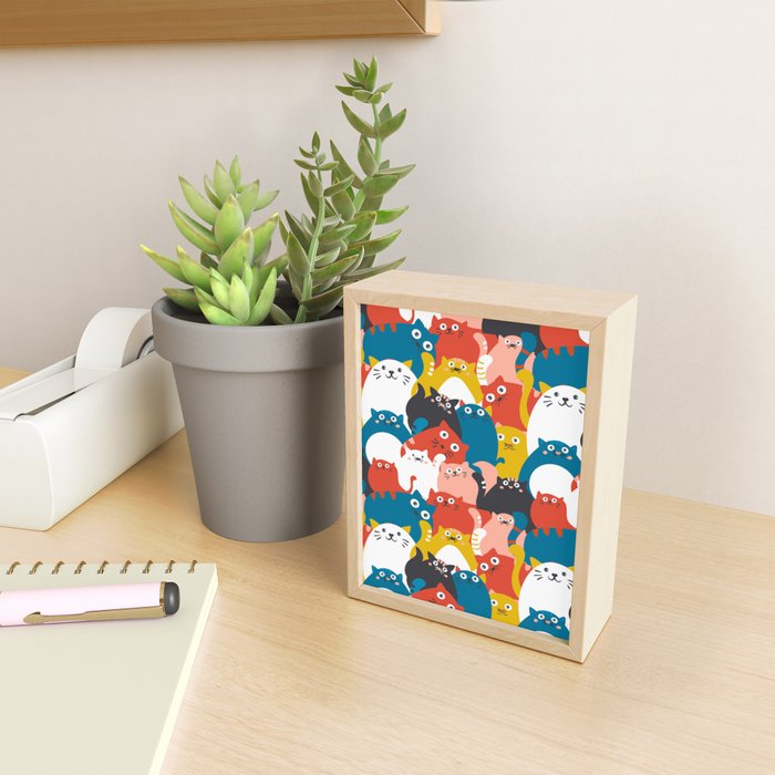 Silly Cats Crowd Pattern Mini Art Print Gallery Image 2