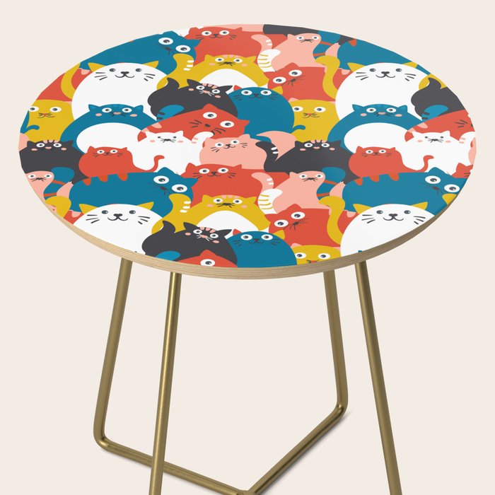 Silly Cats Crowd Pattern Side Table Gallery Image 2