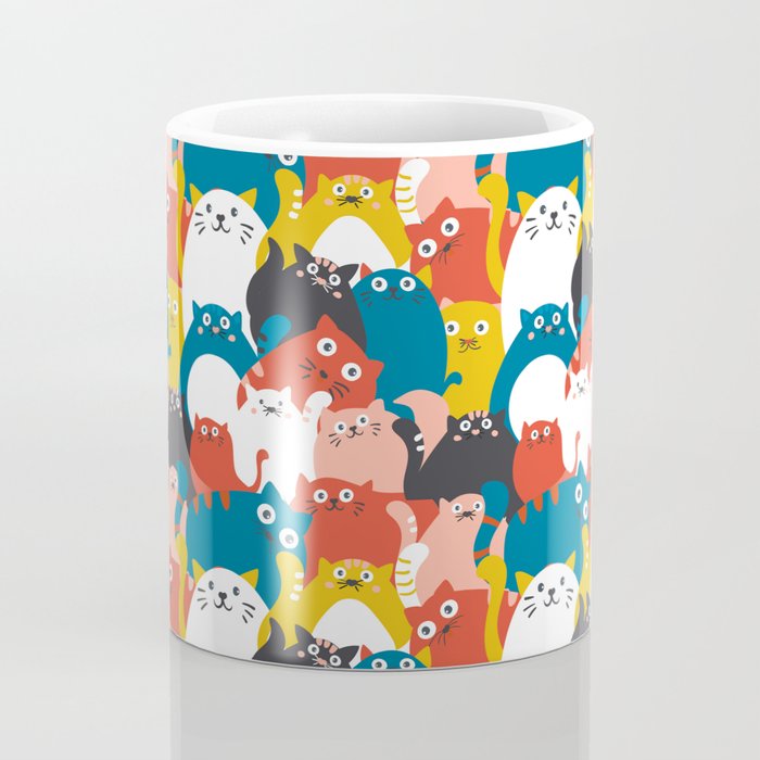 Silly Cats Crowd Pattern Coffee Mug Gallery Image 4