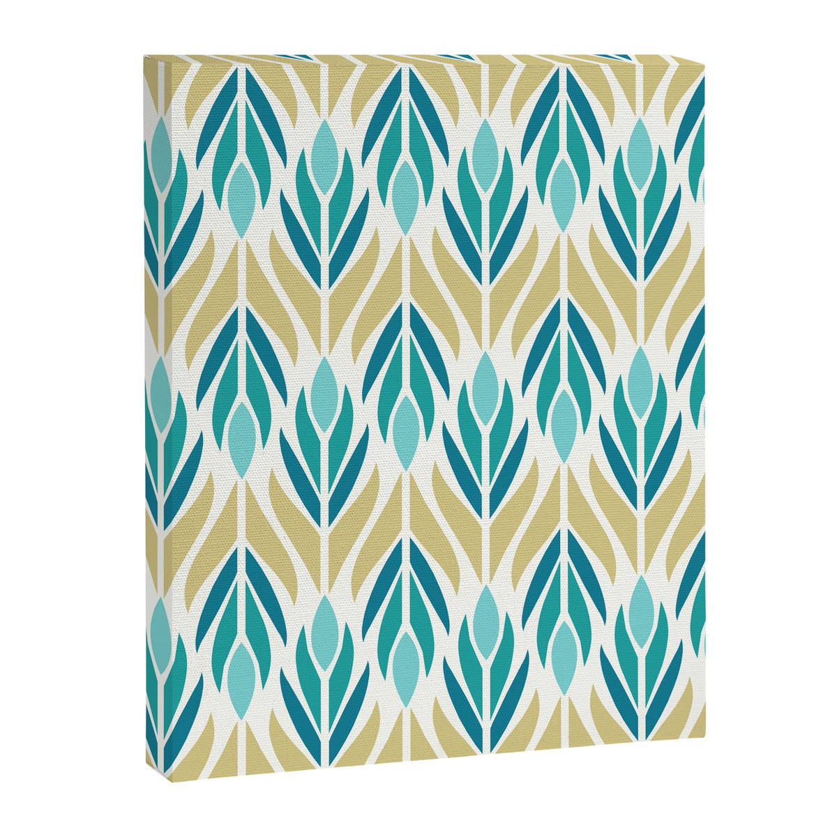 Mid Century Modern Abstract Floral Pattern in Turquoise Teal Aqua and Marigold Canvas Print Gallery Image 8