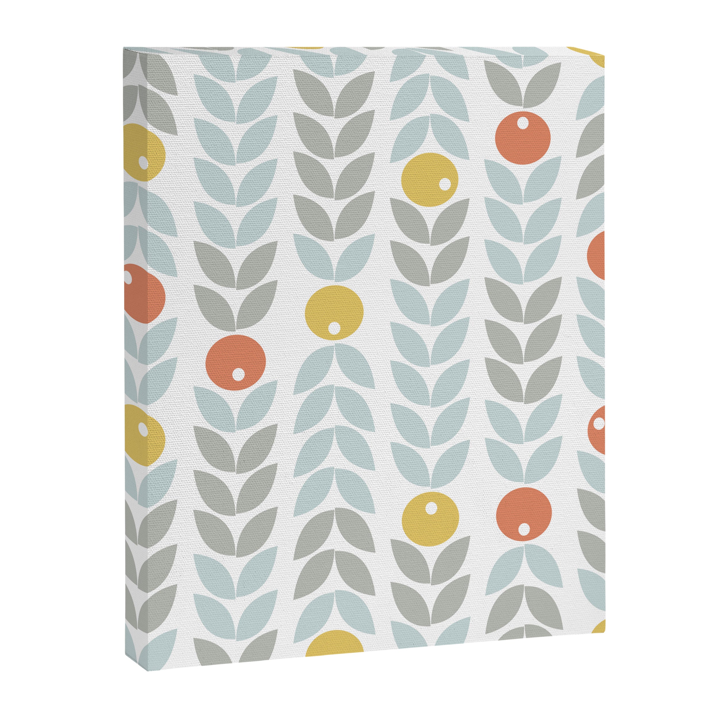Mid Century Modern Retro Leaf and Circle Pattern Canvas Print Gallery Image 8