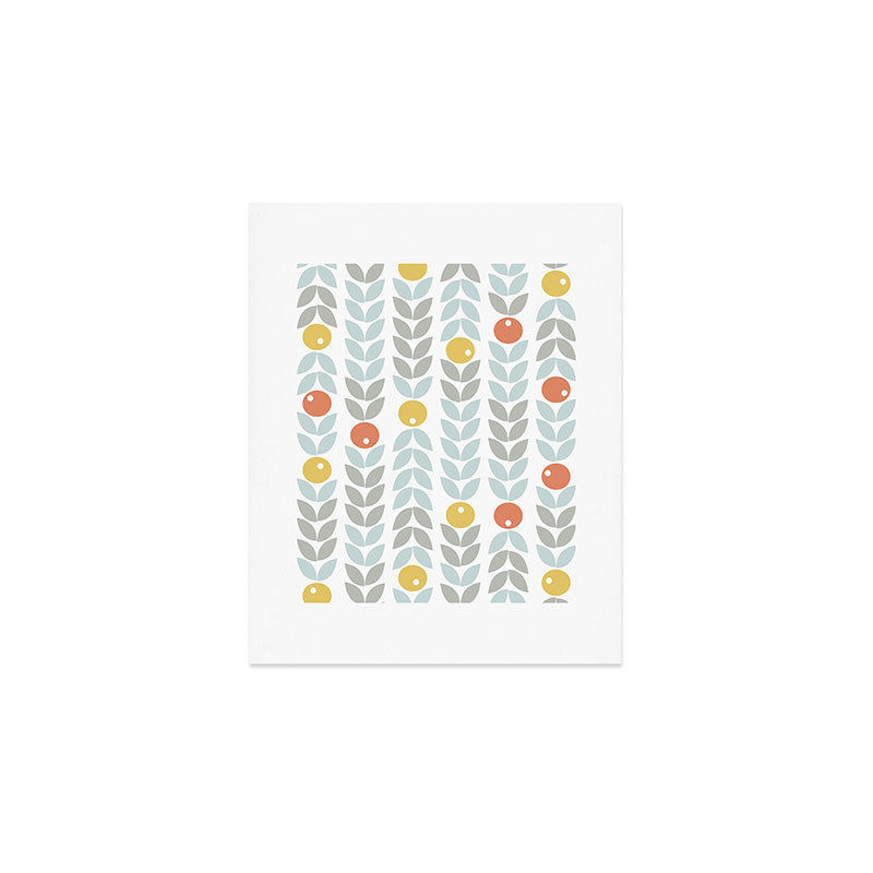 Mid Century Modern Retro Leaf and Circle Pattern Art Print Gallery Image 1