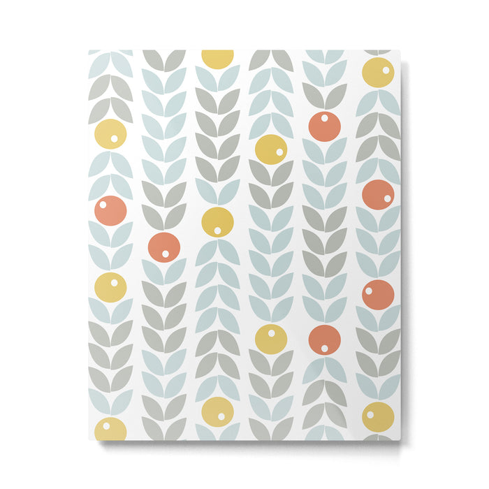 Mid Century Modern Retro Leaf and Circle Pattern Metal Print Gallery Image 1