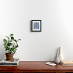 Mid Century Modern Vintage Inspired Stripes in Classic Blues and Muted Orange Framed Art Print Gallery Image 2