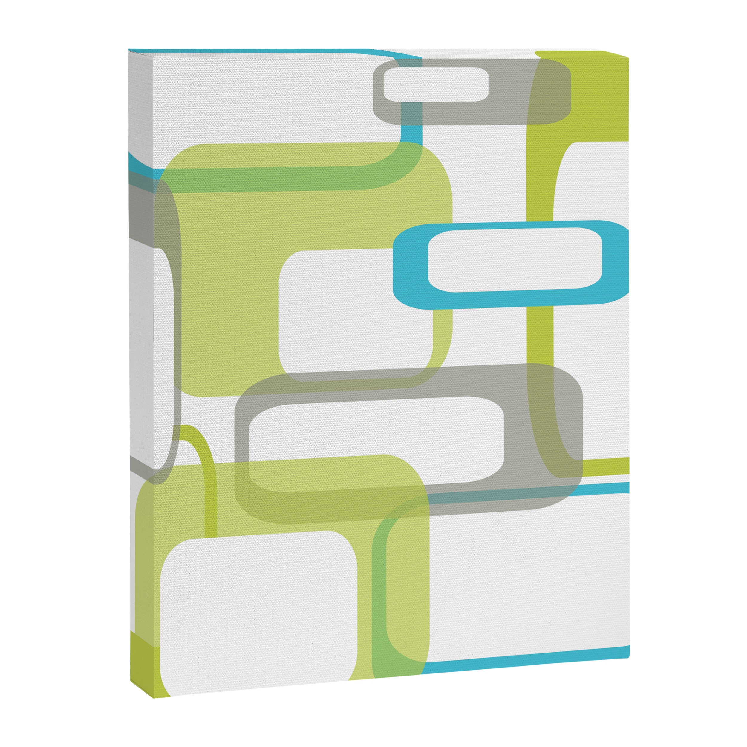 Mid-Century Modern Rectangle Design Blue Green and Gray Canvas Print Gallery Image 8