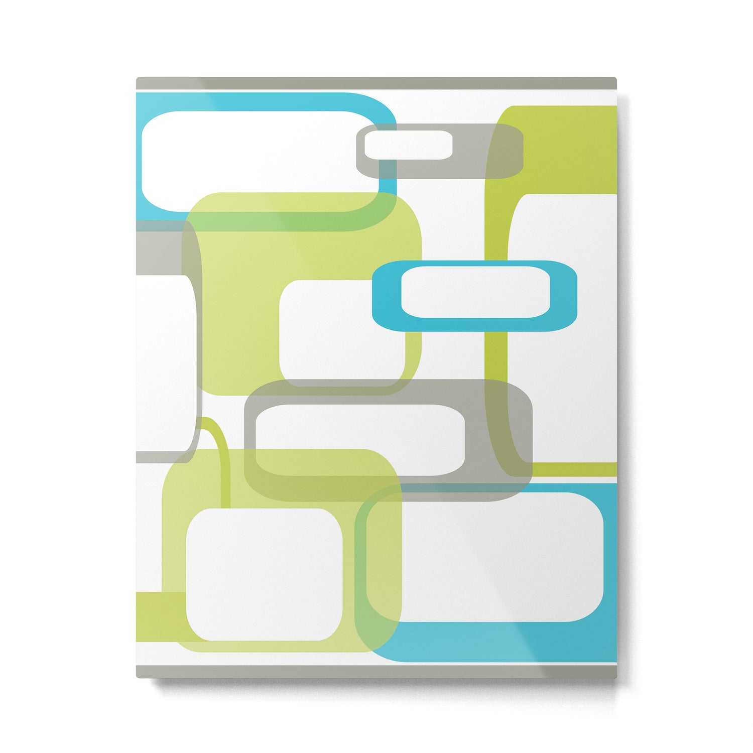 Mid-Century Modern Rectangle Design Blue Green and Gray Metal Print Gallery Image 6