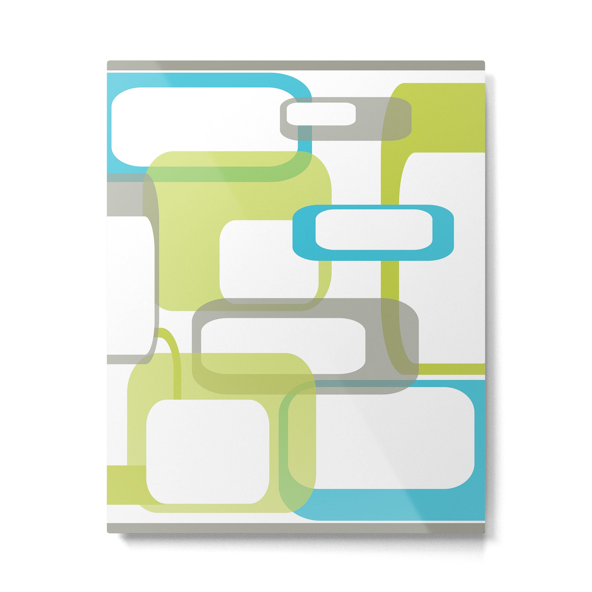 Mid-Century Modern Rectangle Design Blue Green and Gray Metal Print Gallery Image 6